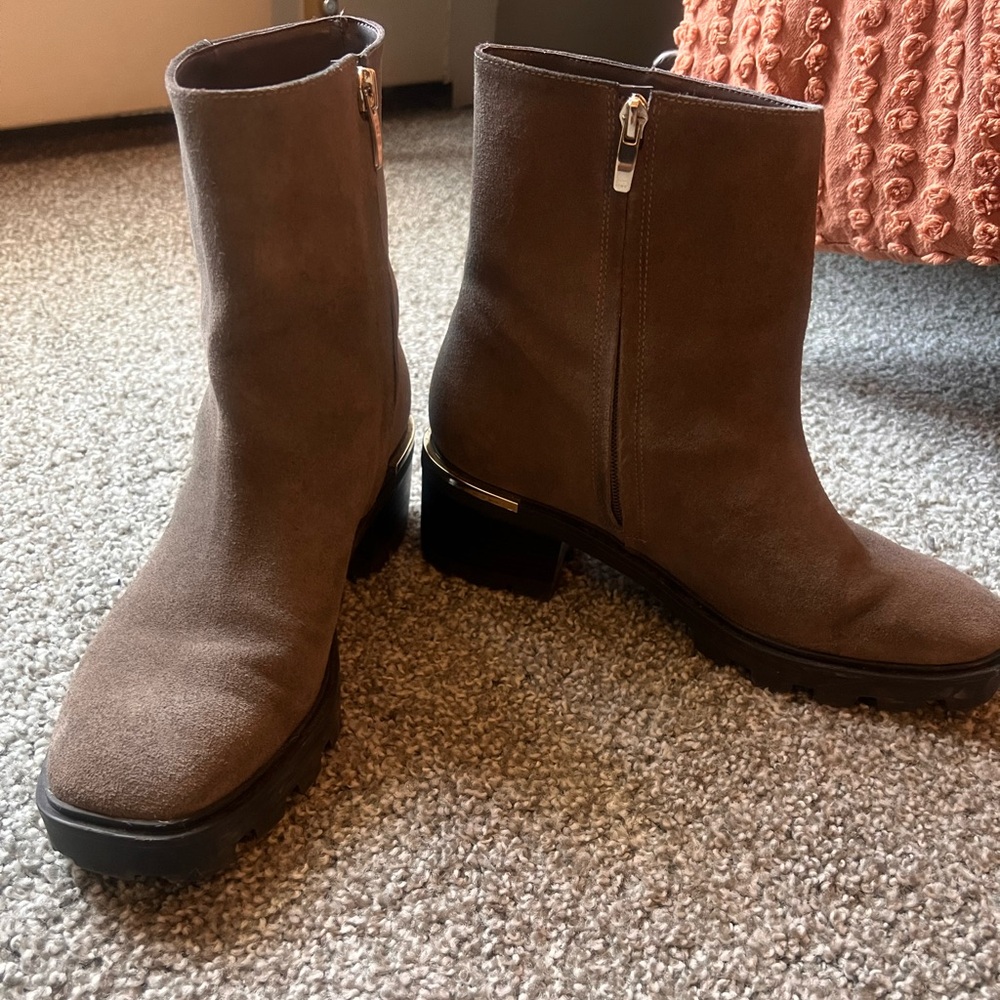Gently used gray suede booties
